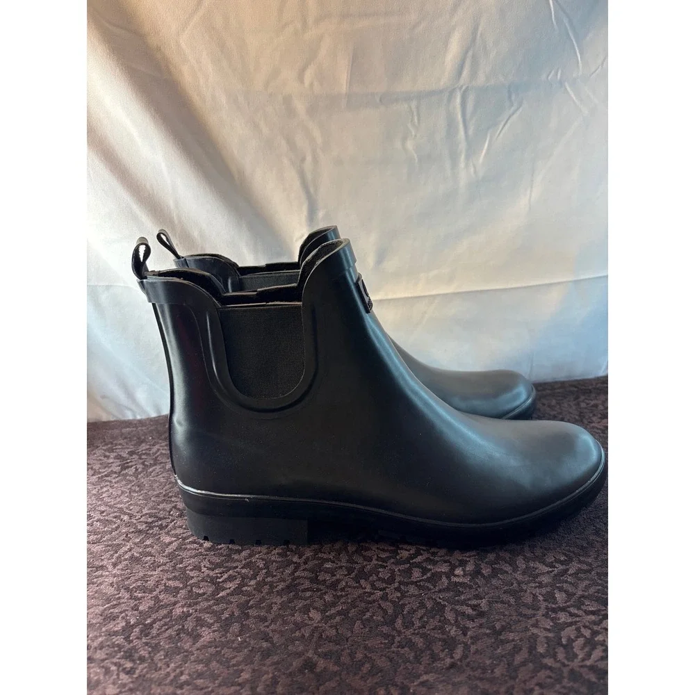 Sperry Mist Chelsea WM Black Waterproof Rubber Rain Boots Womens 11 109153